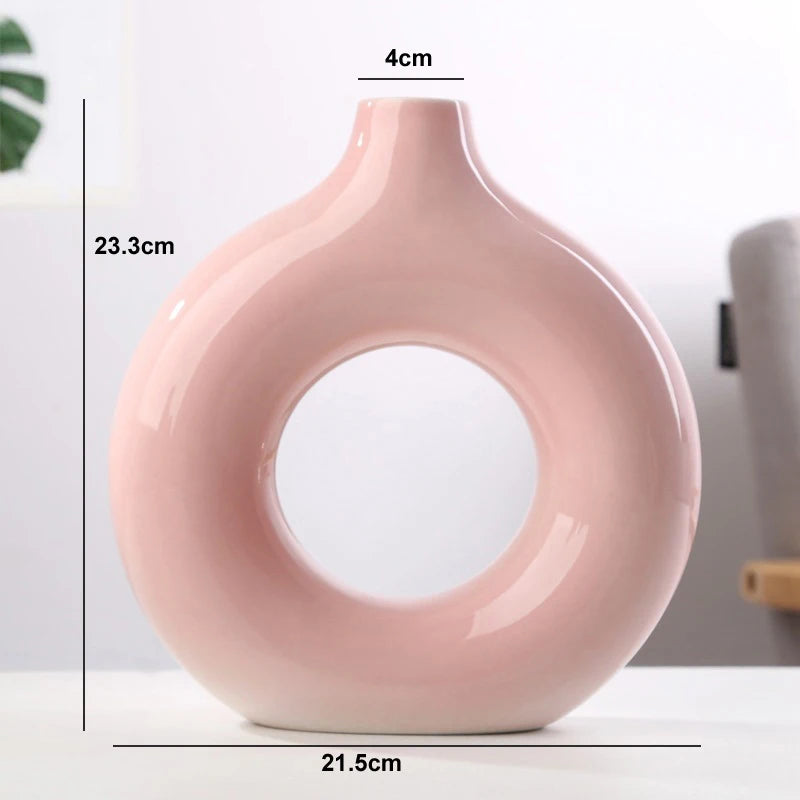 Modern Hollow Ceramic Donuts Vase