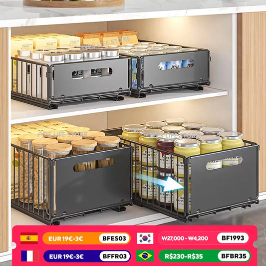 Kitchen Storage Rack Pull Out Cabinet Organizer Slide Drawer Storage Tray Seasoning Bottle Spice Storage Rack Kitchen Organizer