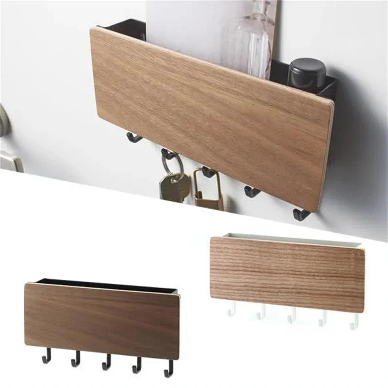 Wall Hanging Bamboo Key Hanger Holder Wall Organizer Rectangle Key Rack Hooks Coat Hooks Home Decoration Coat Hanger