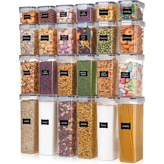 Food Storage Containers with Lids, Vtopmart 24 pcs Plastic Kitchen and Pantry Organization Canisters for Cereal