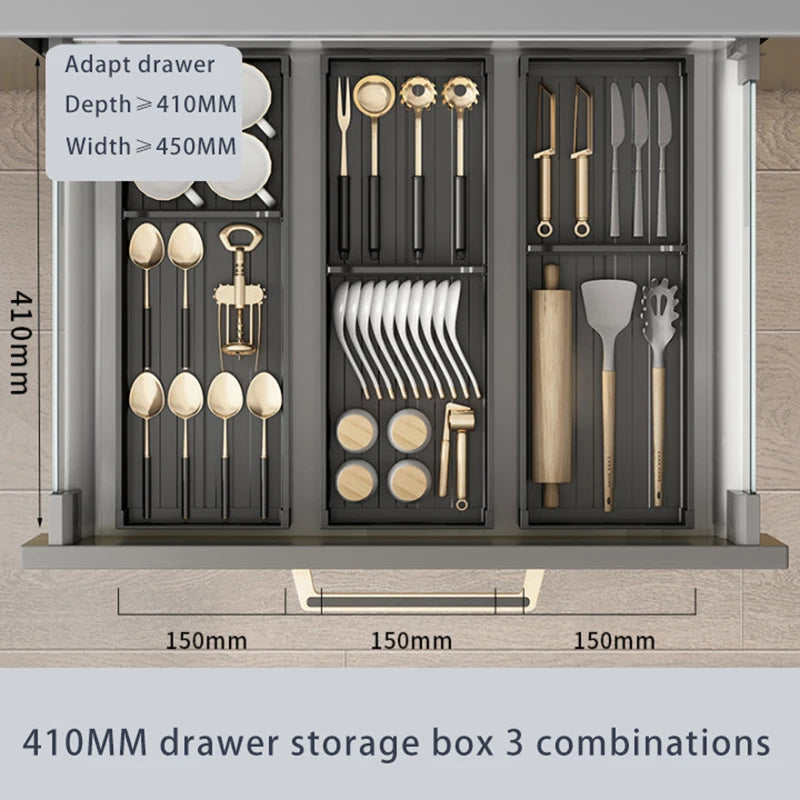 Adjustable Kitchen Dish Rack, Under Cabinet Drawer, Spoon, Chopsticks Storage Holder, Retractable Countertop, Sink Drying Shelf