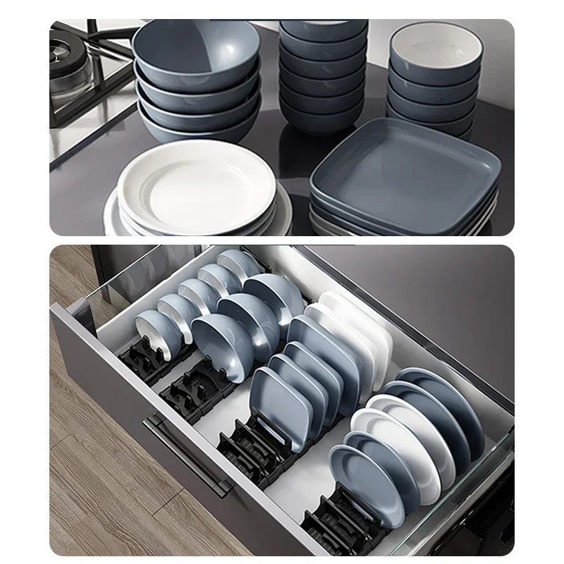 Kitchen Bowl And Dish Rack Cabinet Drawer Storage Rack Plate Drying Rack Tableware Bowl Dish Partition Adjustable Organizer